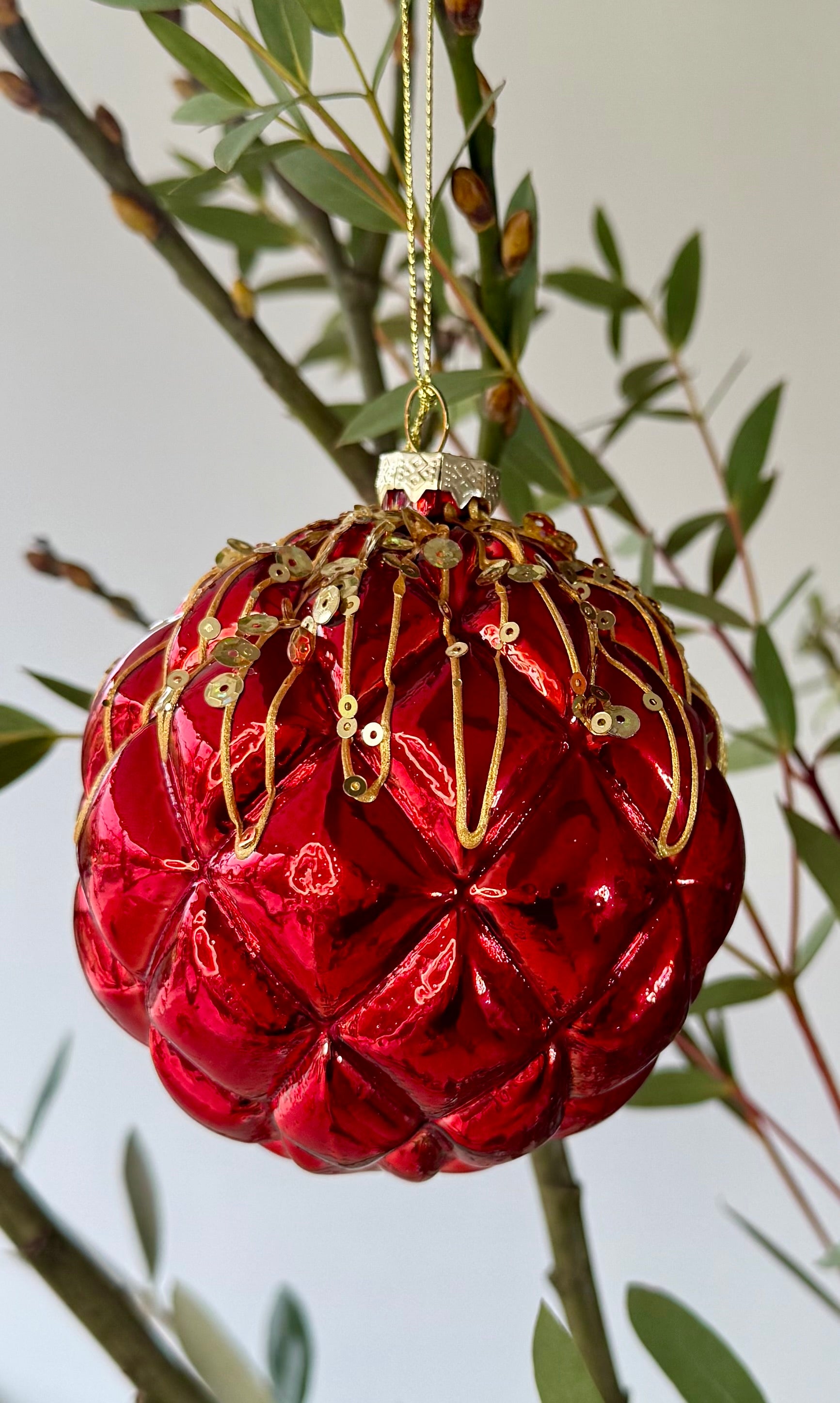 Weihnachtskugel, Rot & Gold, 10 cm
