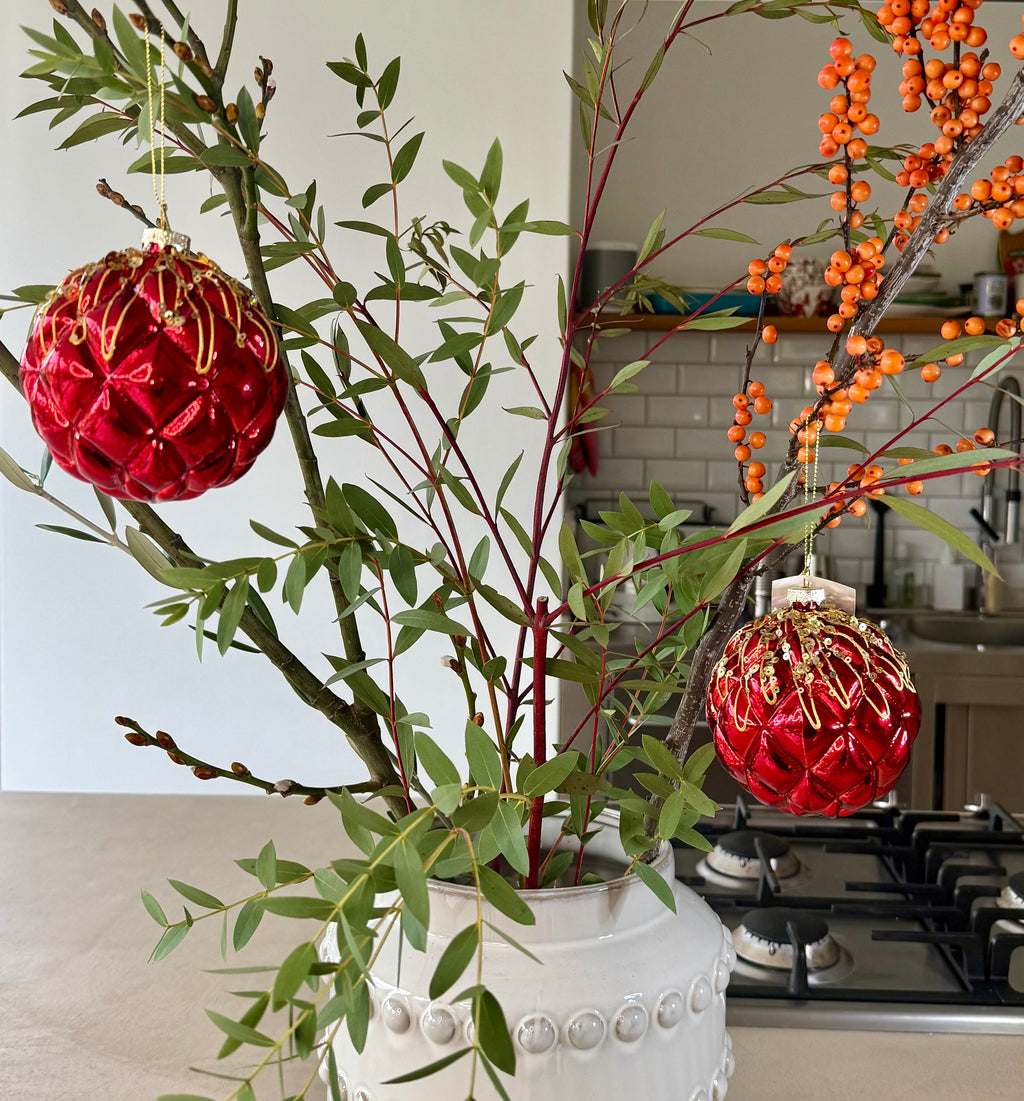 Weihnachtskugel, Rot & Gold, 10 cm