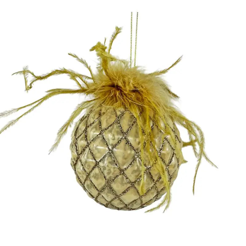 Weihnachtskugel Federn Glas 10 cm